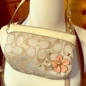Coach leather Floral decal medium wristlet